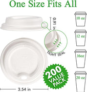 3.54in Disposable Leak - Proof Sugarcane Cup Lid｜Universal Fit, Compostable - ECO - Lipak