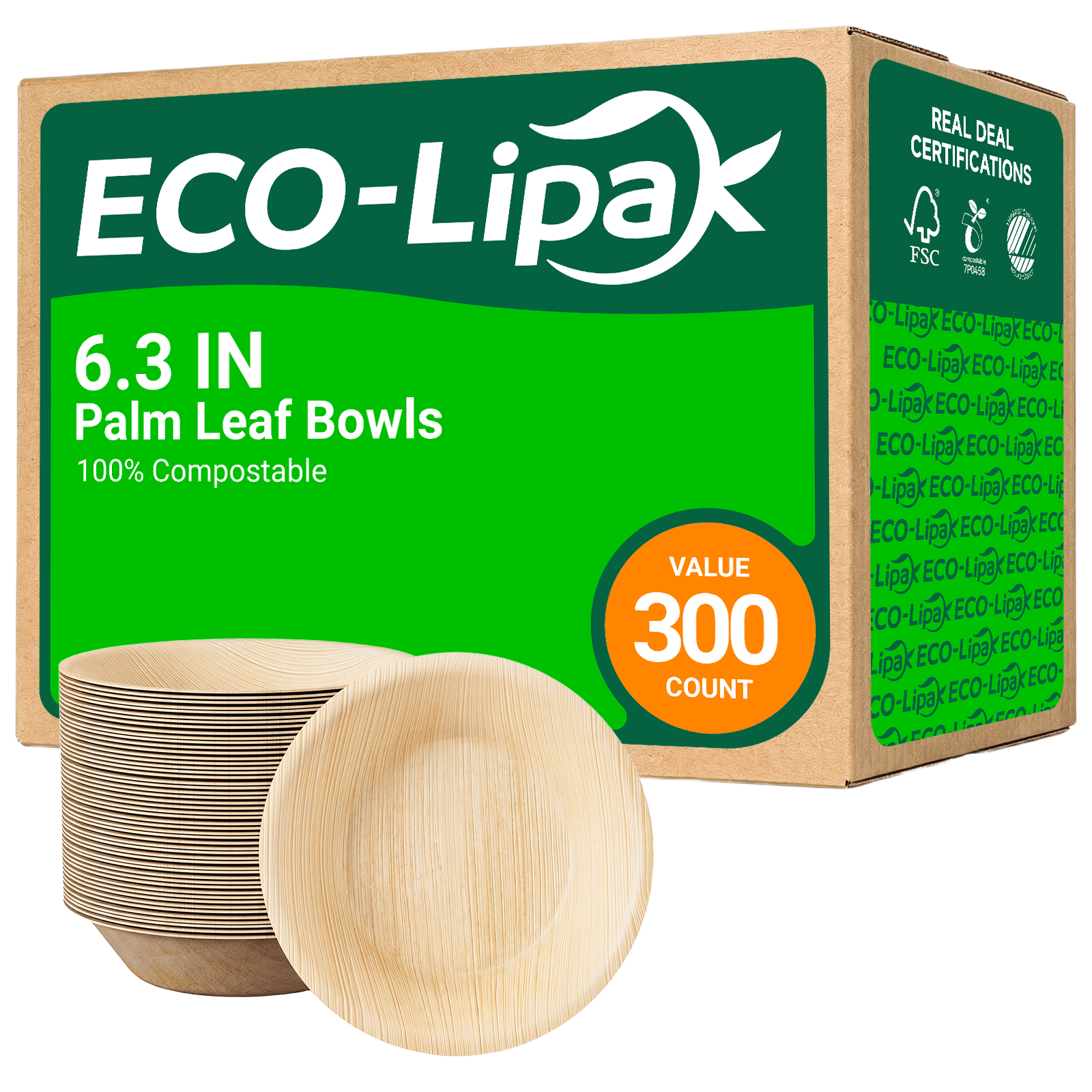 5 in /6.3 in Heavy - Duty Palm Leaf Bowls｜BPA - Free, Toxin - Free - ECO - Lipak
