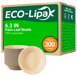 5 in /6.3 in Heavy - Duty Palm Leaf Bowls｜BPA - Free, Toxin - Free - ECO - Lipak