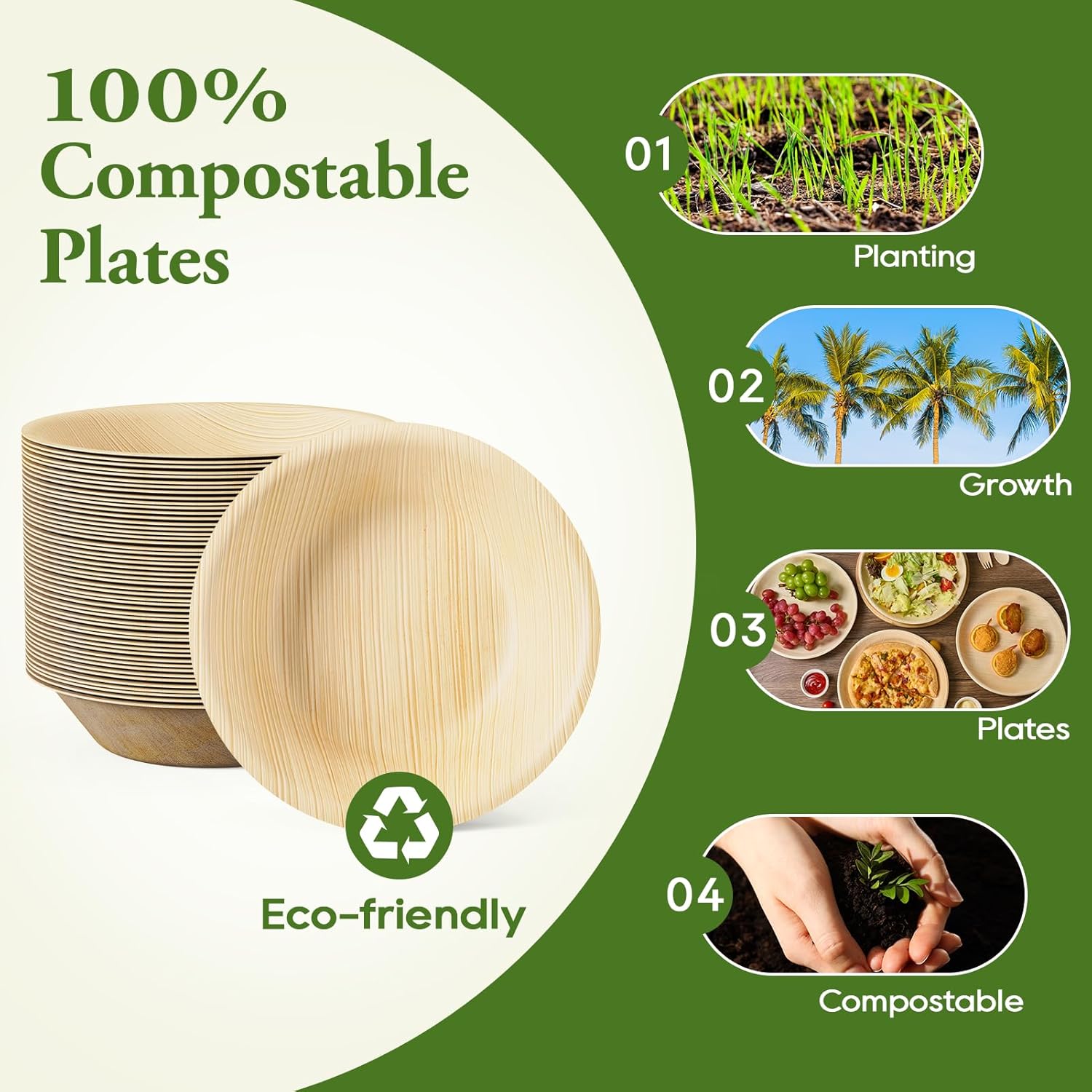 5 in /6.3 in Heavy - Duty Palm Leaf Bowls｜BPA - Free, Toxin - Free - ECO - Lipak