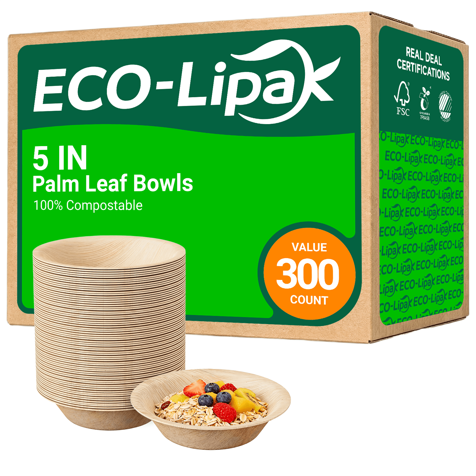5 in /6.3 in Heavy - Duty Palm Leaf Bowls｜BPA - Free, Toxin - Free - ECO - Lipak