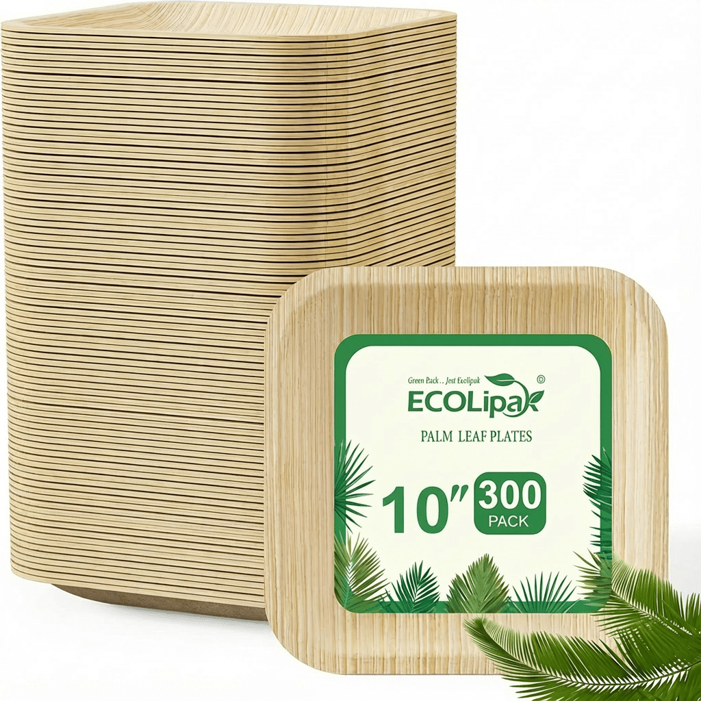 6 in / 10 in Square Heavy - Duty Compostable Palm Leaf Plate｜Toxin - Free, Plastic - Free - ECOlipak