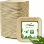 6 in / 10 in Square Heavy - Duty Compostable Palm Leaf Plate｜Toxin - Free, Plastic - Free - ECOlipak