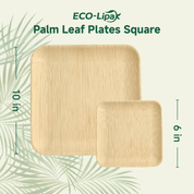 6 in / 10 in Square Heavy - Duty Compostable Palm Leaf Plate｜Toxin - Free, Plastic - Free - ECOlipak