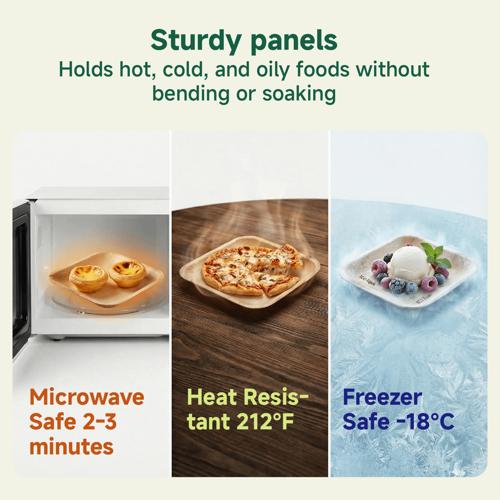 6 in / 10 in Square Heavy - Duty Compostable Palm Leaf Plate｜Toxin - Free, Plastic - Free - ECOlipak