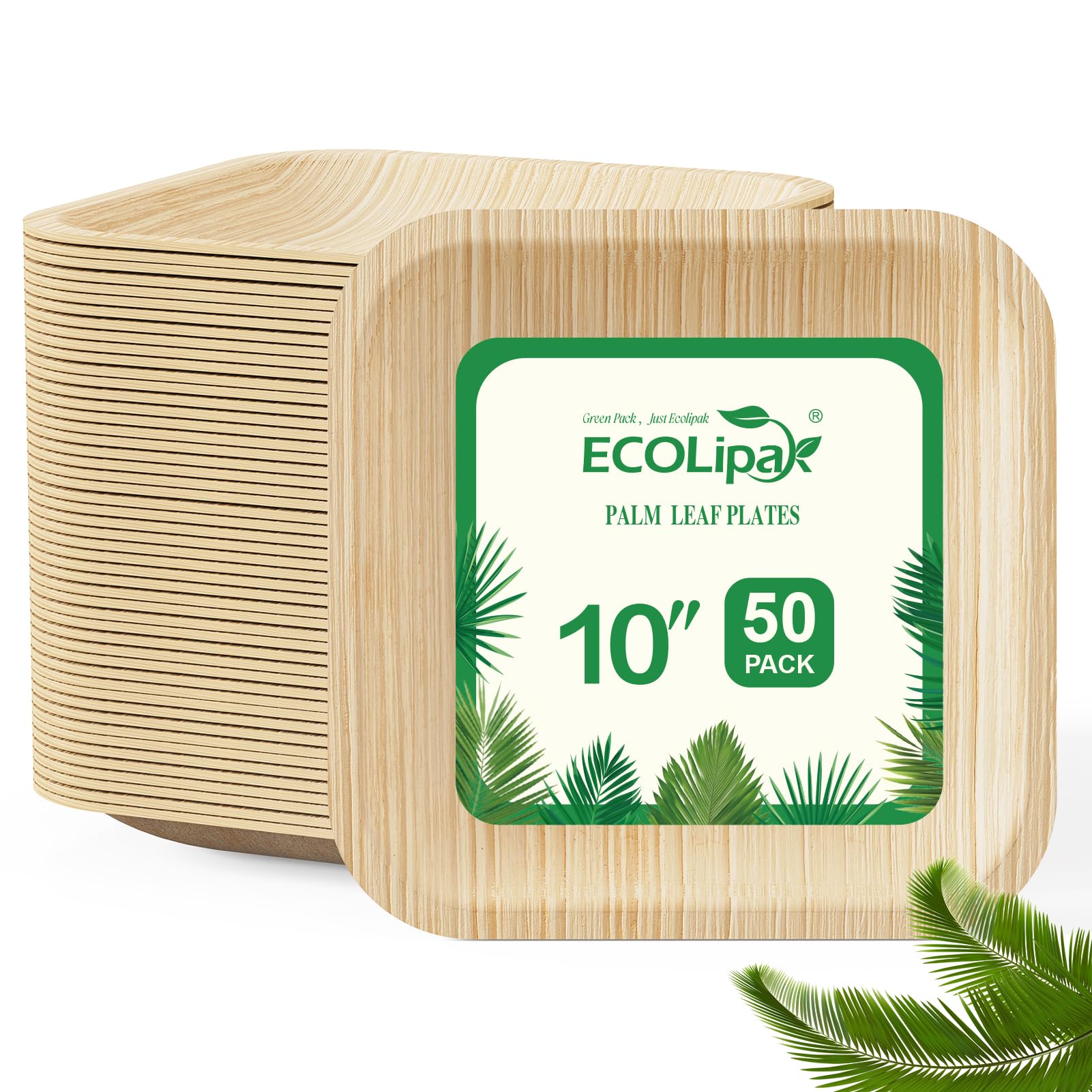 6 in / 10 in Square Leak - Proof Palm Leaf Plates｜BPA - Free, Toxin - Free - ECOlipak