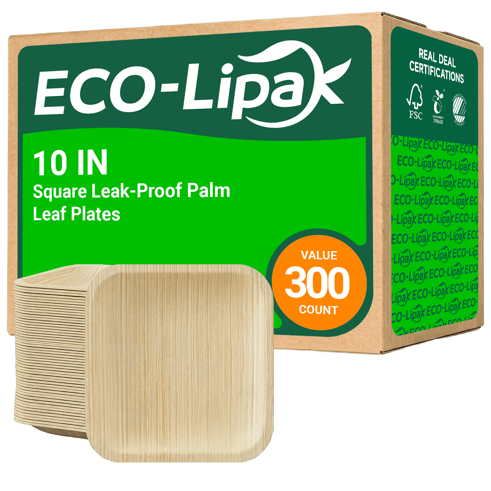 6 in / 10 in Square Leak - Proof Palm Leaf Plates｜BPA - Free, Toxin - Free - ECOlipak