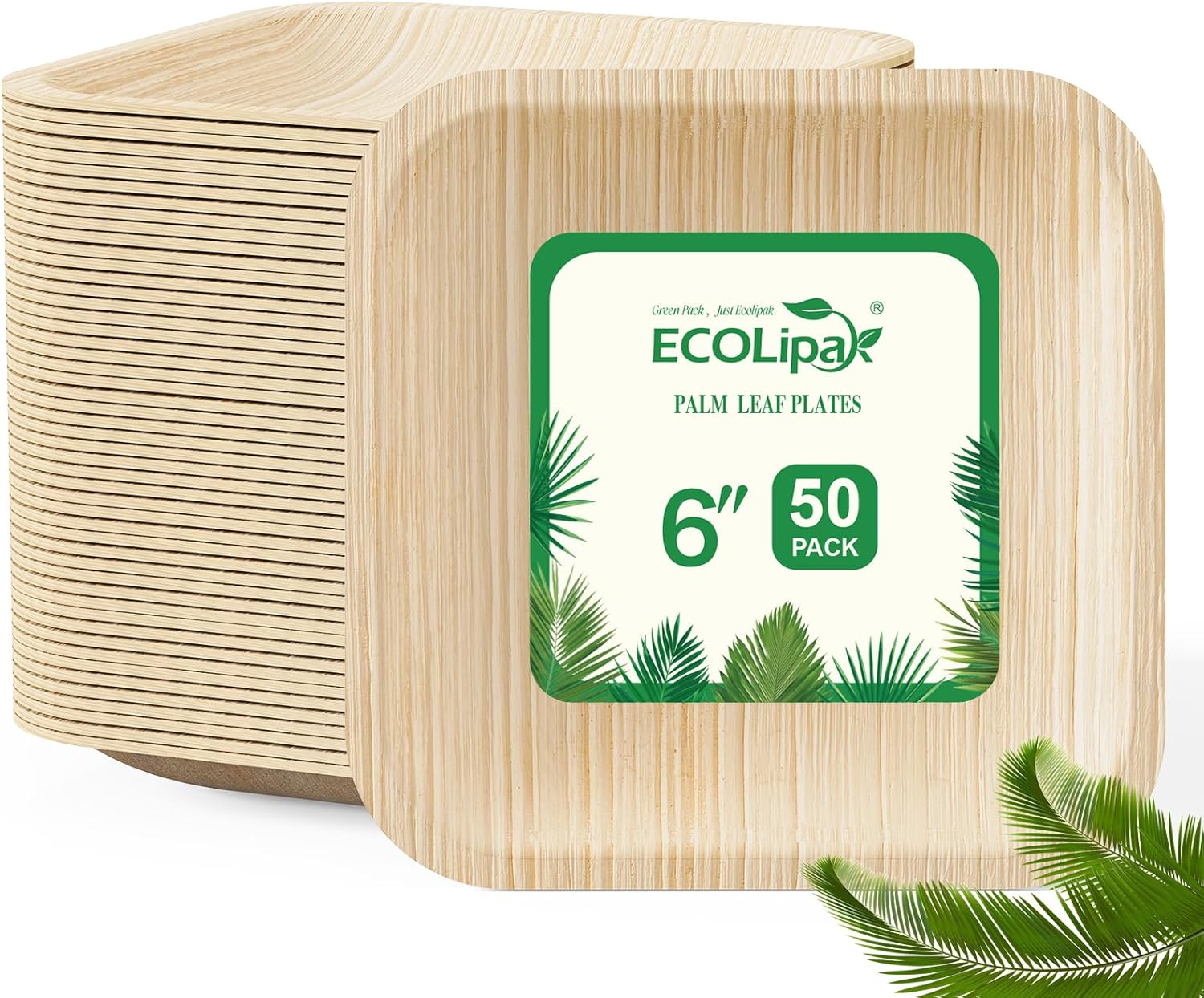 6 in / 10 in Square Leak - Proof Palm Leaf Plates｜BPA - Free, Toxin - Free - ECOlipak