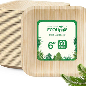 6 in / 10 in Square Leak - Proof Palm Leaf Plates｜BPA - Free, Toxin - Free - ECOlipak