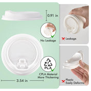 Compostable Paper Coffee Cups with CPLA Lids