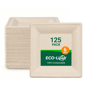 6in/8in/10in Square Heavy-Duty Compostable Plates｜BPA-Free, Cut-Resistant - ECO-Lipak