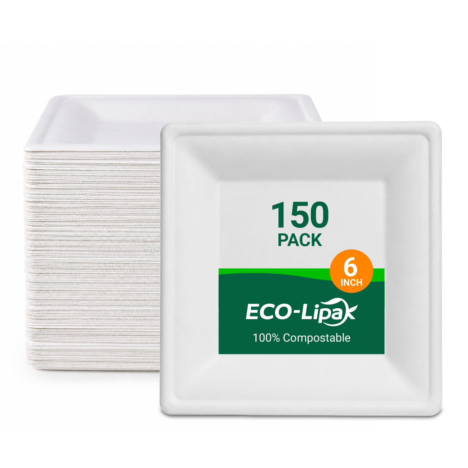 Assiettes compostables carrées ultra-résistantes｜Sans BPA, Résistantes à la coupure