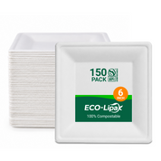 Assiettes compostables carrées ultra-résistantes｜Sans BPA, Résistantes à la coupure