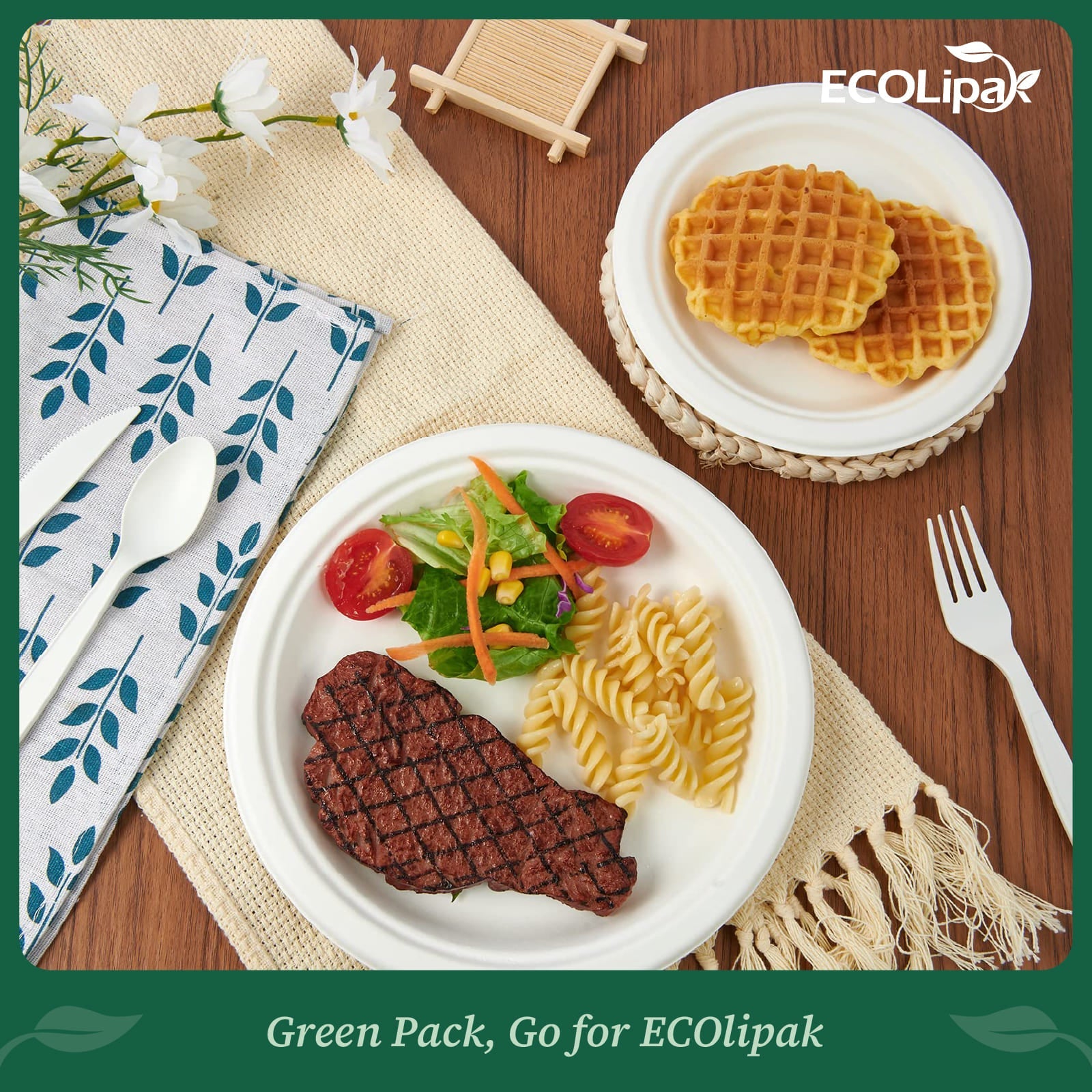 7 & 9 in Microwave - Safe Sugarcane Compostable Plates｜BPI Certified, Toxin - Free - ECOlipak