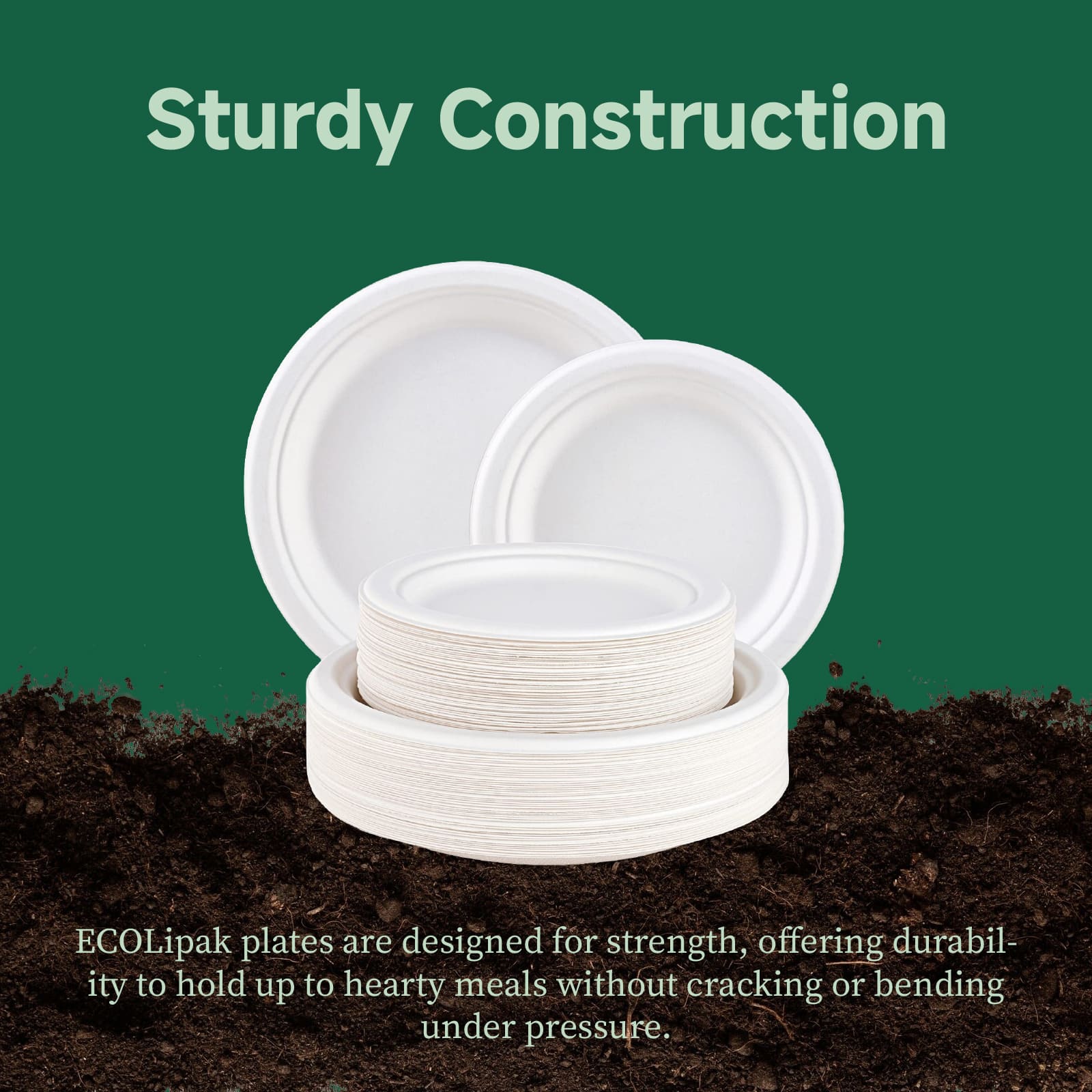 7 & 9 in Microwave - Safe Sugarcane Compostable Plates｜BPI Certified, Toxin - Free - ECOlipak