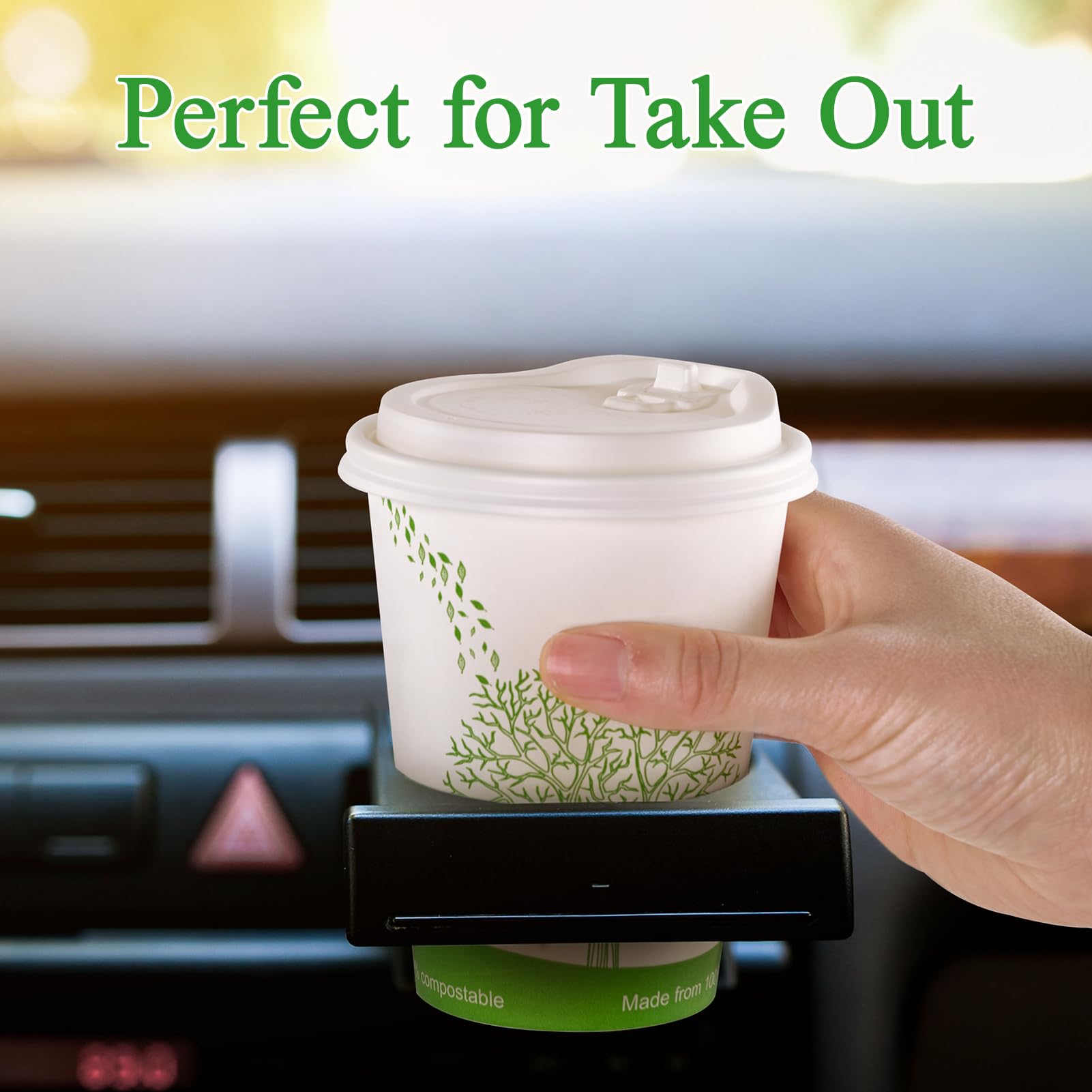 Compostable Paper Coffee Cups with CPLA Lids