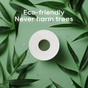 An ECOLipak eco - friendly toilet paper roll surrounded by green leaves.