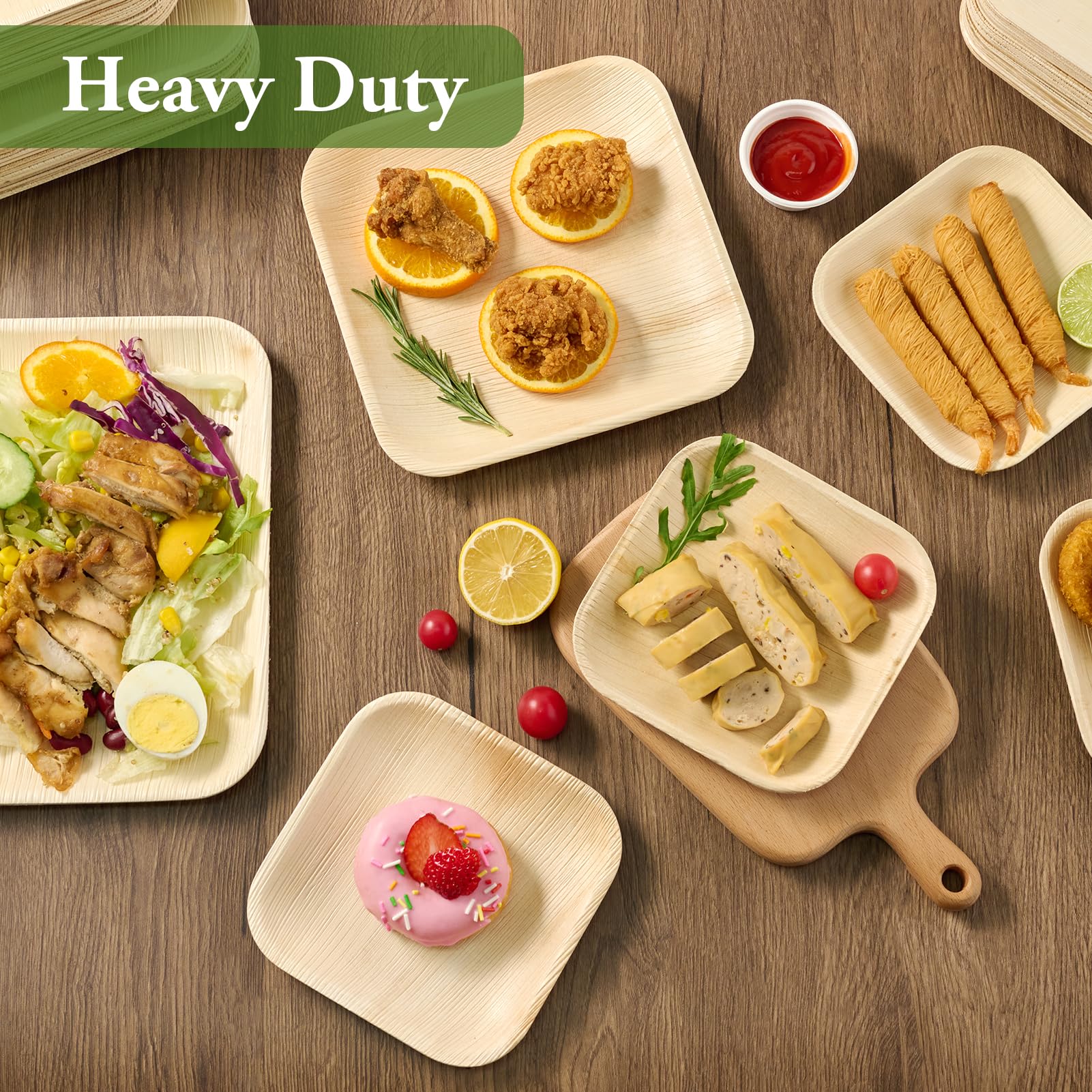 7.85 & 10 in Square Compostable Palm Leaf Plate Sets｜BPA Free, Toxin - Free - ECOlipak