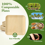 7.85 & 10 in Square Compostable Palm Leaf Plate Sets｜BPA Free, Toxin - Free - ECOlipak