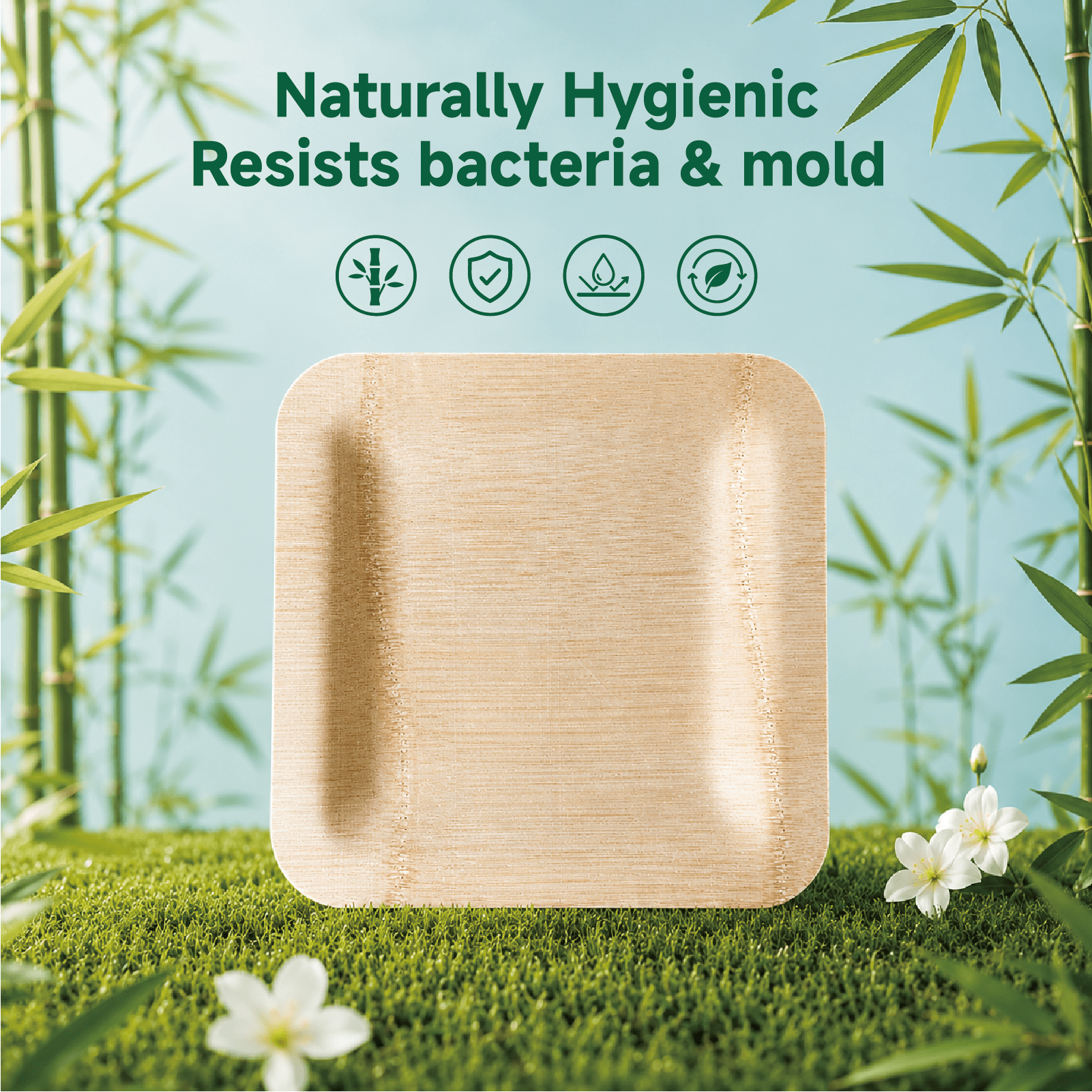 7in/10in Premium Square Organic Bamboo Plates Heavy - Duty & Fine - Grain Design | BPA - Free, Non - Toxic - ECO - Lipak