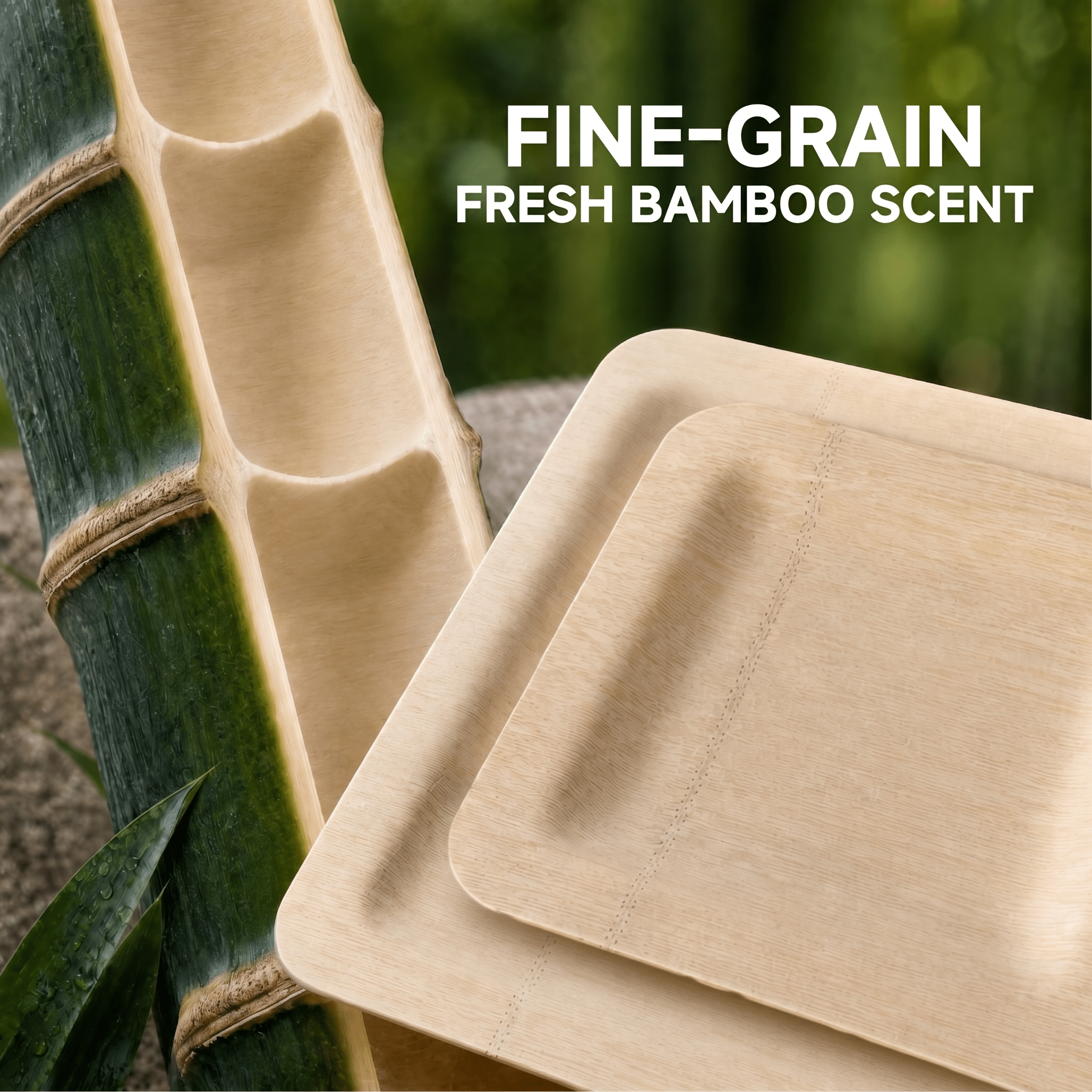 7in/10in Premium Square Organic Bamboo Plates Heavy - Duty & Fine - Grain Design | BPA - Free, Non - Toxic - ECO - Lipak