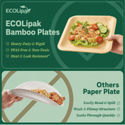 7in/10in Premium Square Organic Bamboo Plates Heavy - Duty & Fine - Grain Design | BPA - Free, Non - Toxic - ECO - Lipak
