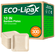 7in/10in Premium Square Organic Bamboo Plates Heavy-Duty & Fine-Grain Design | BPA-Free, Non-Toxic - ECO-Lipak