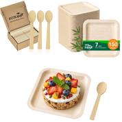 7in/10in Premium Square Organic Bamboo Plates Heavy-Duty & Fine-Grain Design | BPA-Free, Non-Toxic - ECO-Lipak