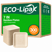 7in/10in Premium Square Organic Bamboo Plates Heavy - Duty & Fine - Grain Design | BPA - Free, Non - Toxic - ECO - Lipak