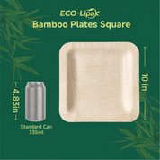 7in/10in Premium Square Organic Bamboo Plates Heavy - Duty & Fine - Grain Design | BPA - Free, Non - Toxic - ECO - Lipak