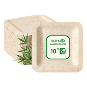 7in/10in Premium Square Organic Bamboo Plates Heavy - Duty & Fine - Grain Design | BPA - Free, Non - Toxic - ECO - Lipak