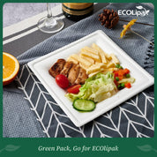 8 & 10 in Square Heat - Resistant Sugarcane Compostable Plates｜BPI Certified, BPA - Free - ECOlipak