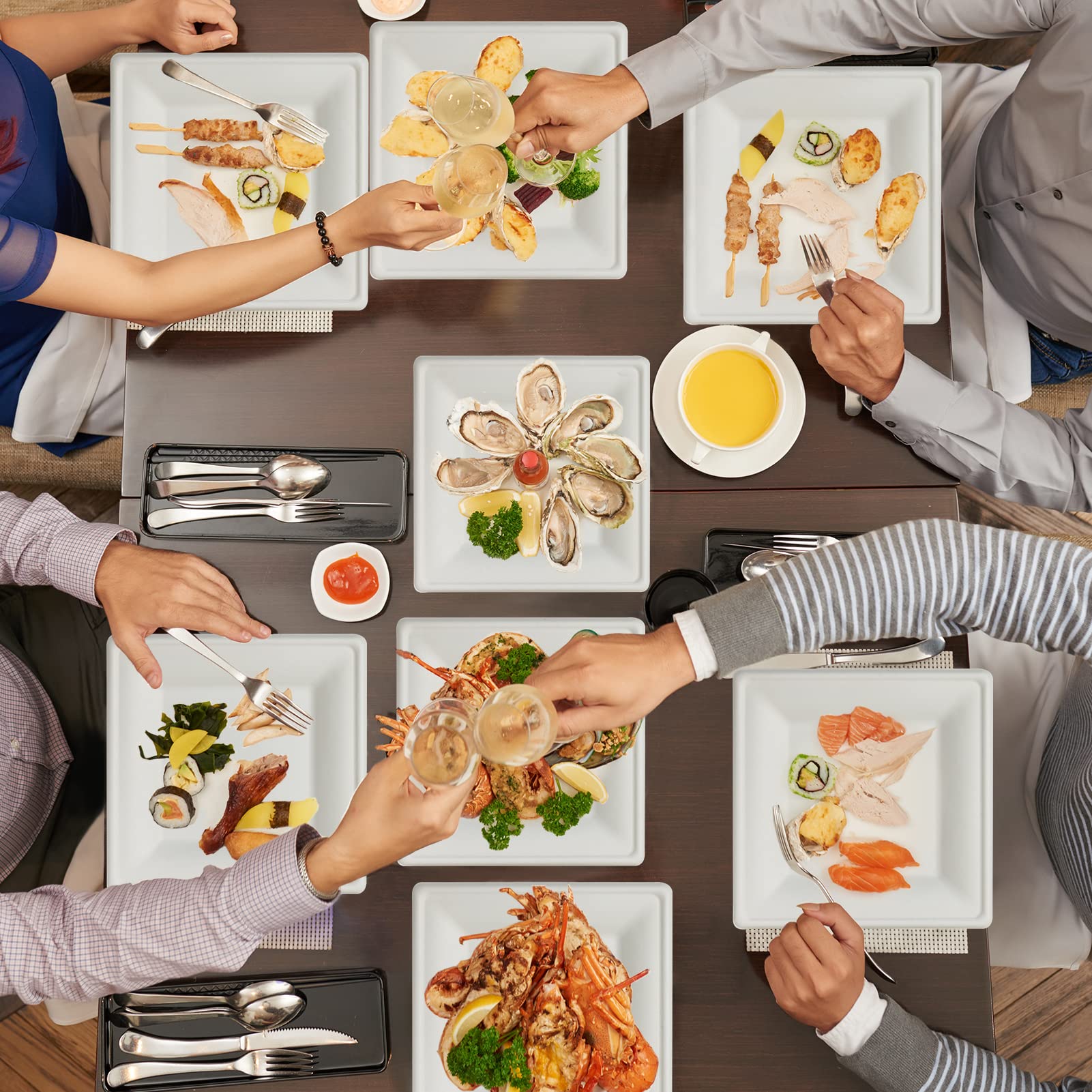 8 & 10 in Square Heat - Resistant Sugarcane Compostable Plates｜BPI Certified, BPA - Free - ECOlipak