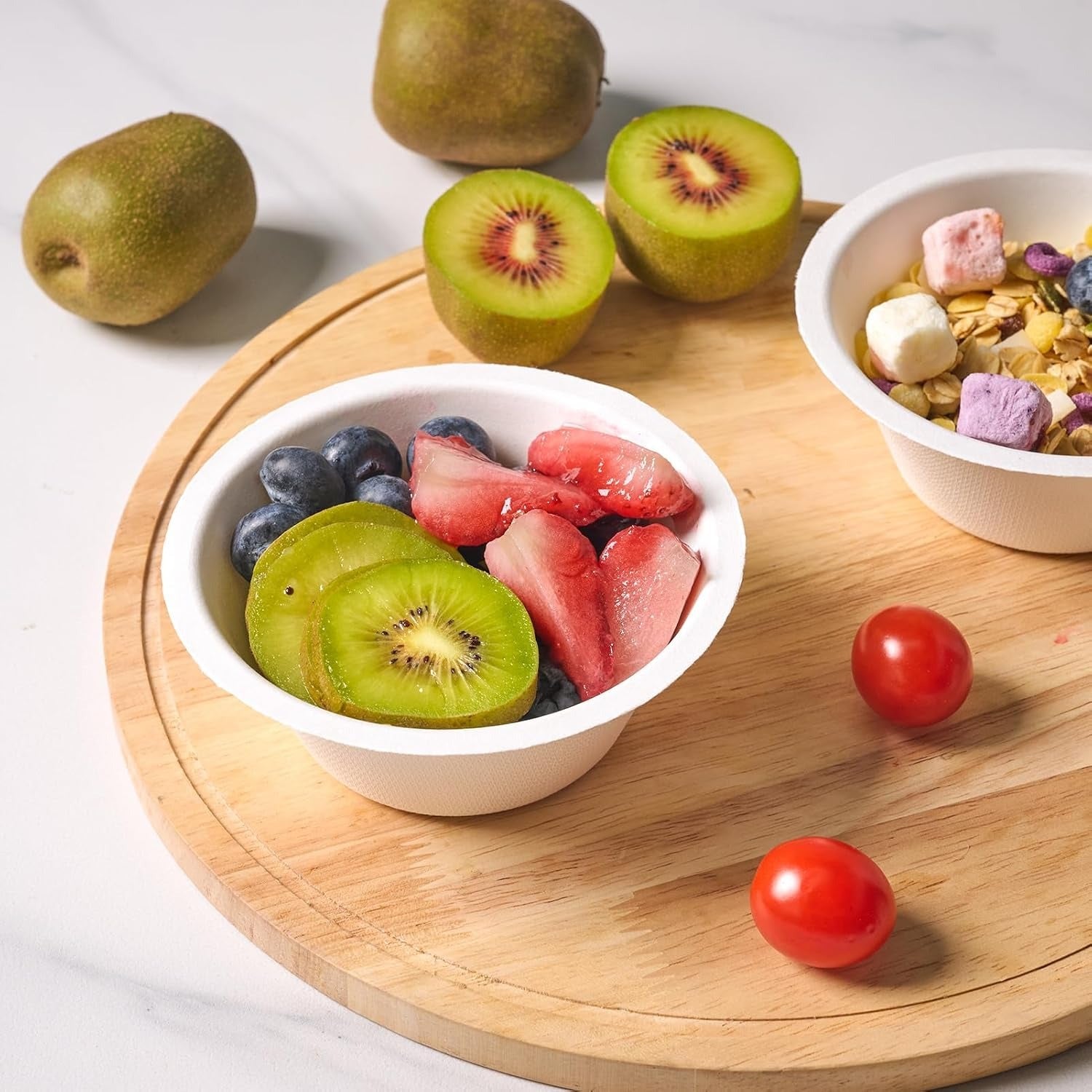 8 oz Durable White Sugarcane Compostable Bowls｜BPI Certified, PFAS-Free, BPA-Free - ECO-Lipak