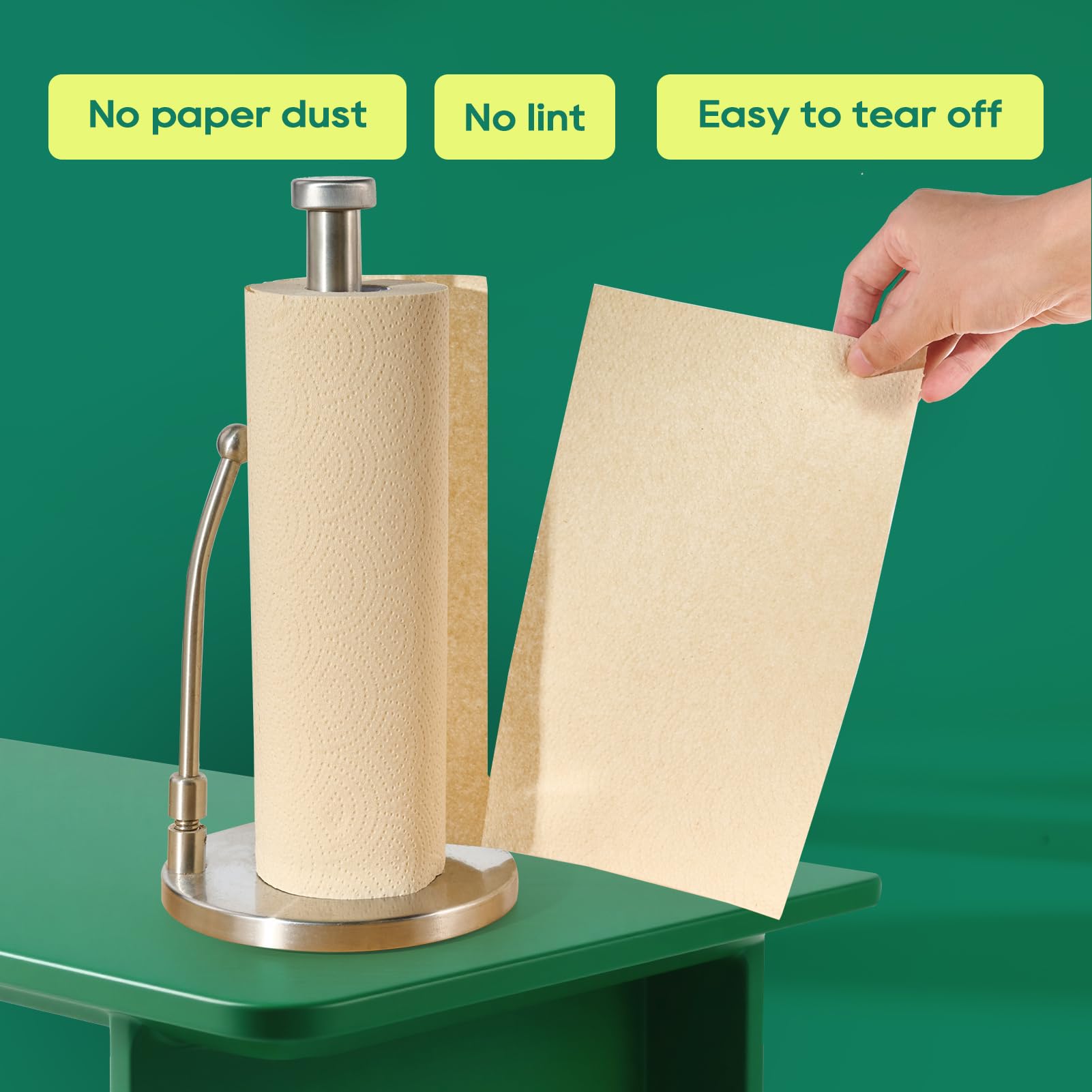 8 Rolls 2 - Ply Unbleached Bamboo Kitchen Paper Towels | Food Safe, Strong & Absorbent - ECOlipak
