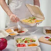 8 x 8 in Clamshell Heavy - Duty Leak - Resistant Sugarcane To Go Boxes｜BPA - Free, Toxin - Free - ECOlipak