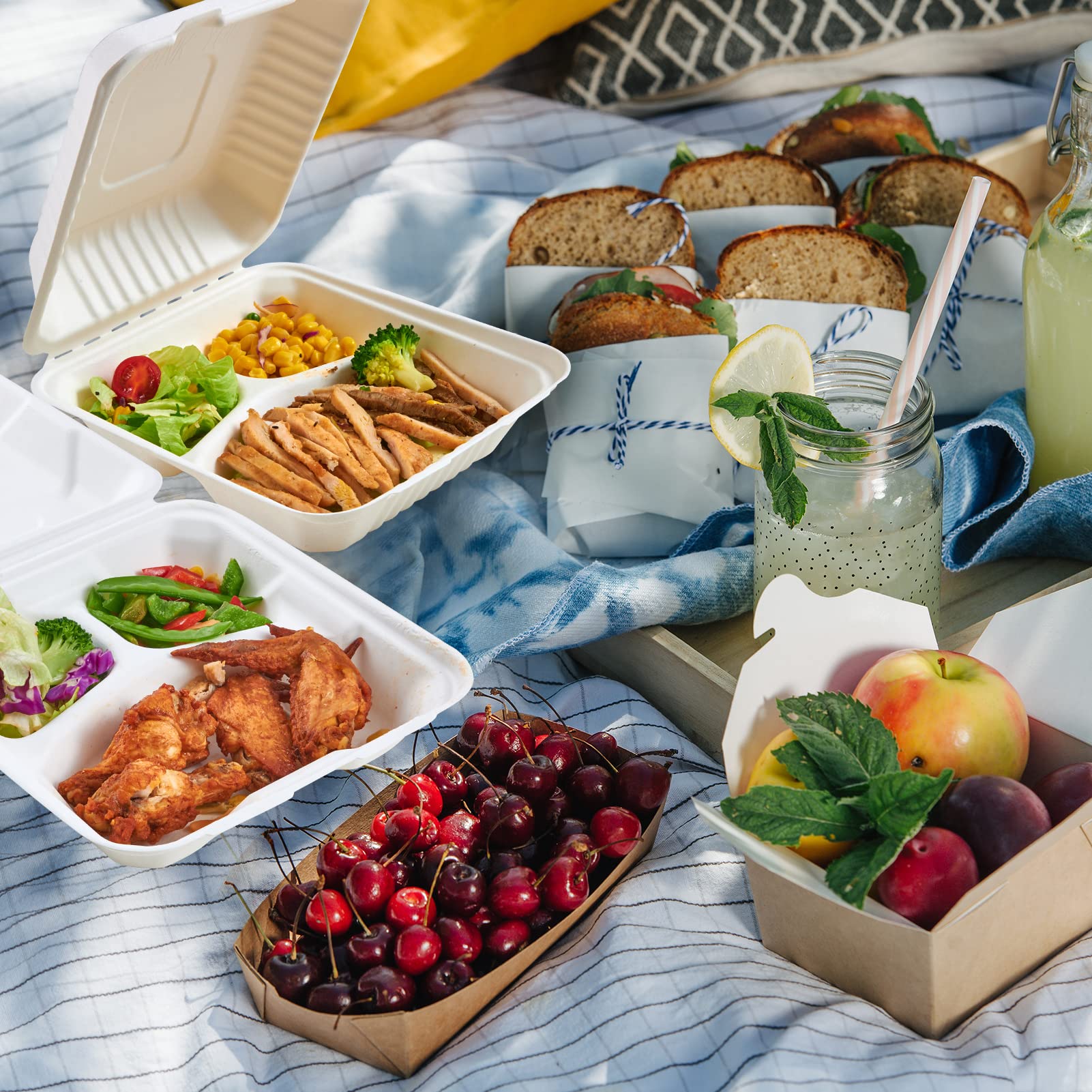 8 x 8 in Clamshell Heavy - Duty Leak - Resistant Sugarcane To Go Boxes｜BPA - Free, Toxin - Free - ECOlipak