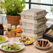 8 x 8 in Clamshell Heavy - Duty Leak - Resistant Sugarcane To Go Boxes｜BPA - Free, Toxin - Free - ECOlipak