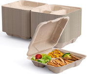 8 x 8 in Clamshell Heavy - Duty Leak - Resistant Sugarcane To Go Boxes｜BPA - Free, Toxin - Free - ECOlipak