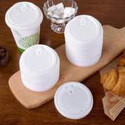 Compostable Paper Coffee Cups with CPLA Lids