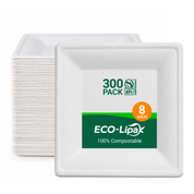 Assiettes compostables carrées ultra-résistantes｜Sans BPA, Résistantes à la coupure