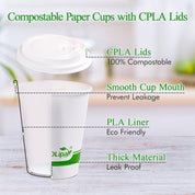 8oz/12oz/16 oz Heat - Resistant Multi - Purpose Compostable Cups with CPLA Lid｜BPA - Free, Toxin - Free - ECO - Lipak