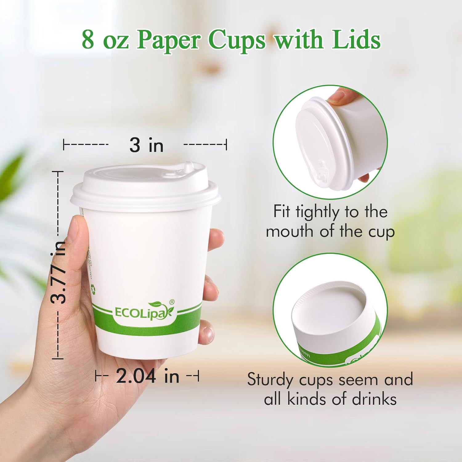 8oz/12oz/16 oz Heat - Resistant Multi - Purpose Compostable Cups with CPLA Lid｜BPA - Free, Toxin - Free - ECO - Lipak