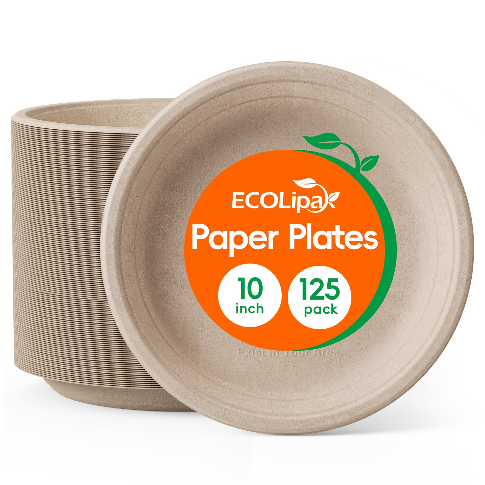  10 in Round Deep Dish Leak - Resistant Sugarcane Compostable Plates｜BPI Certified, BPA - Free - ECOlipak