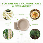 9 in / 10 in Round Deep Dish Leak - Resistant Sugarcane Compostable Plates｜BPI Certified, BPA - Free - ECOlipak