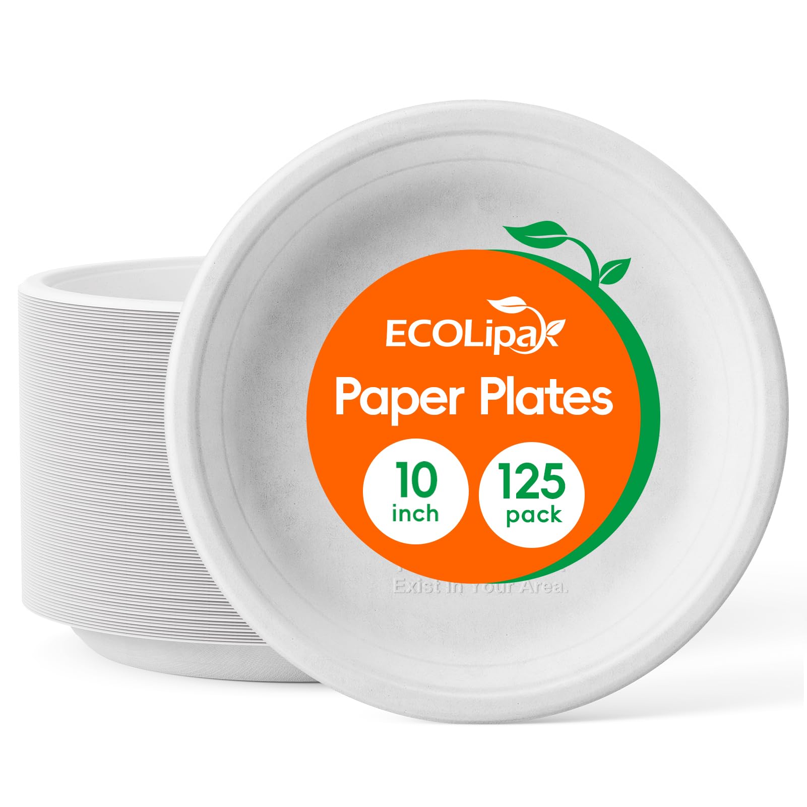  10 in Round Deep Dish Leak - Resistant Sugarcane Compostable Plates｜BPI Certified, BPA - Free - ECOlipak