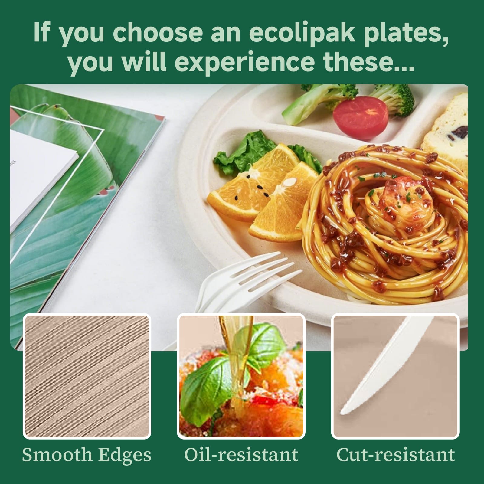 9 in / 10 in Round Heavy - Duty Compostable 3 Compartment Plates｜BPI Certified, BPA - Free - ECOlipak