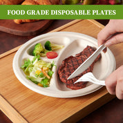 9 in / 10 in Round Heavy - Duty Compostable 3 Compartment Plates｜BPI Certified, BPA - Free - ECOlipak