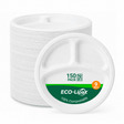9 in / 10 in Round Heavy-Duty Compostable 3 Compartment Plates｜BPI Certified, PFAS-Free, BPA-Free - ECO-Lipak
