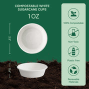 Compostable White Sugarcane Cups